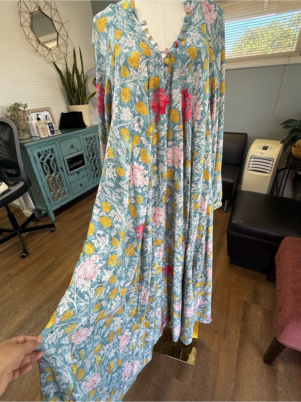 Natalie Martin Silk Sammie Maxi Dress "Lehua Print Sea" size Large NWOT - Picture 4 of 13